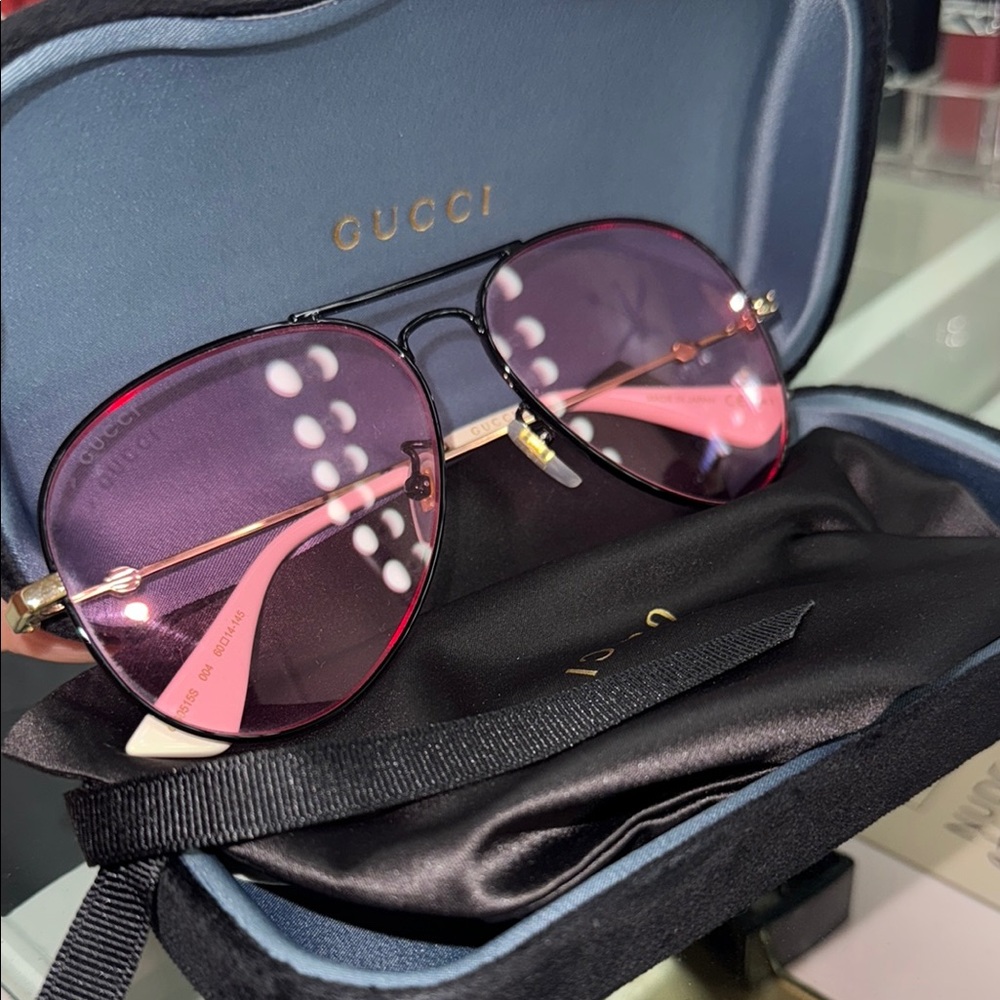 Gucci Pink Aviator Sunglasses